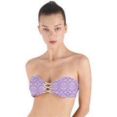 Purple Pattern Oval Twist Bandeau Bikini Top by AnkouArts