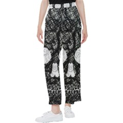 Black Skull On White Women s Pants 