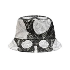 Black Skull On White Inside Out Bucket Hat by AnkouArts