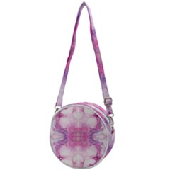 Pink Abstract Repeats Crossbody Circle Bag by kaleidomarblingart