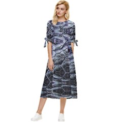 Circuits Bow Sleeve Chiffon Midi Dress by MRNStudios