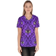 Friggin Bats Pattern Women s V-neck Scrub Top by InPlainSightStyle