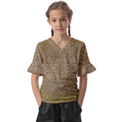 Pearls With A Beautiful Luster And A Star Of Pearls Kids  V-neck Horn Sleeve Blouse by pepitasart