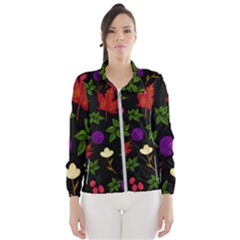 Golden Autumn, Red-yellow Leaves And Flowers  Women s Windbreaker by Daria3107