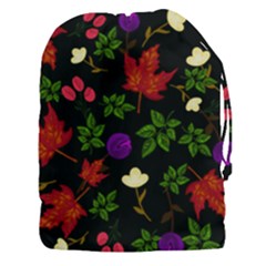 Golden Autumn, Red-yellow Leaves And Flowers  Drawstring Pouch (3xl) by Daria3107