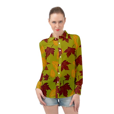 Golden Autumn Long Sleeve Chiffon Shirt by Daria3107