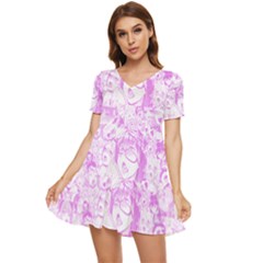 Pink Hentai Tiered Short Sleeve Mini Dress