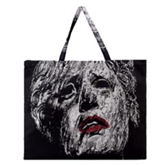 Creepy Head Sculpture Artwork Zipper Large Tote Bag by dflcprintsclothing