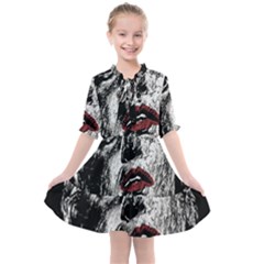 Creepy Head Sculpture Artwork Kids  All Frills Chiffon Dress by dflcprintsclothing