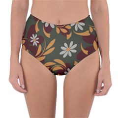 Folk Flowers Pattern Floral Surface Design Reversible High-waist Bikini Bottoms by Eskimos