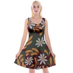 Folk Flowers Pattern Floral Surface Design Reversible Velvet Sleeveless Dress by Eskimos