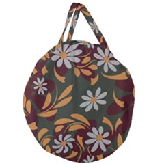 Folk Flowers Pattern Floral Surface Design Giant Round Zipper Tote by Eskimos