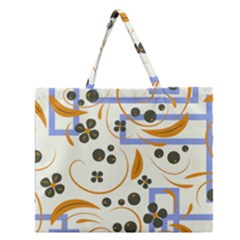Folk Flowers Pattern Floral Surface Design Zipper Large Tote Bag by Eskimos