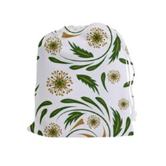 Folk Flowers Pattern Floral Surface Design Drawstring Pouch (xl) by Eskimos