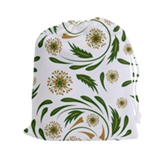 Folk Flowers Pattern Floral Surface Design Drawstring Pouch (2xl) by Eskimos