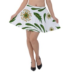 Folk Flowers Pattern Floral Surface Design Velvet Skater Skirt by Eskimos