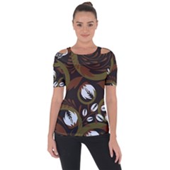 Folk Flowers Pattern Floral Surface Design Shoulder Cut Out Short Sleeve Top by Eskimos