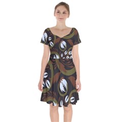 Folk Flowers Pattern Floral Surface Design Short Sleeve Bardot Dress by Eskimos