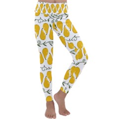 Juicy Yellow Pear Kids  Lightweight Velour Classic Yoga Leggings by SychEva