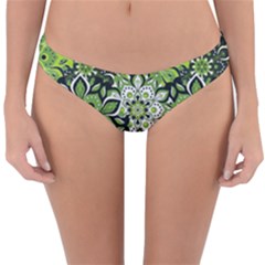 Green Floral Bohemian Vintage Reversible Hipster Bikini Bottoms by BohoMe