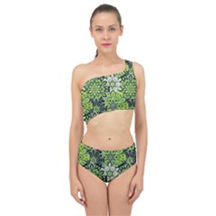 Green Floral Bohemian Vintage Spliced Up Two Piece Swimsuit by BohoMe