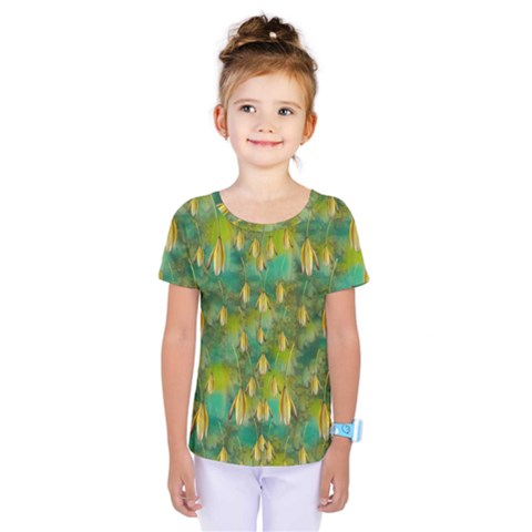 Love To The Flowers And Colors In A Beautiful Habitat Kids  One Piece Tee by pepitasart