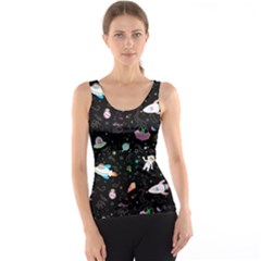 Funny Astronauts, Rockets And Rainbow Space Tank Top by SychEva