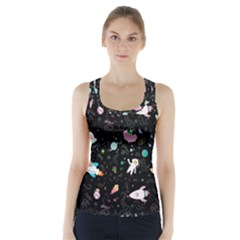 Funny Astronauts, Rockets And Rainbow Space Racer Back Sports Top by SychEva