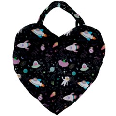 Funny Astronauts, Rockets And Rainbow Space Giant Heart Shaped Tote by SychEva