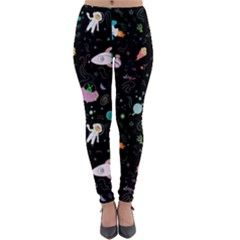 Funny Astronauts, Rockets And Rainbow Space Lightweight Velour Leggings by SychEva