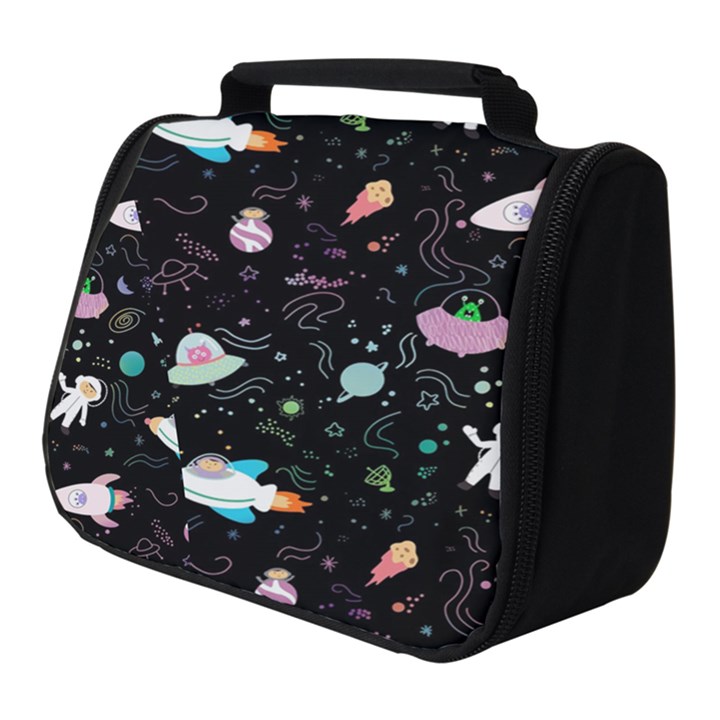 Funny Astronauts, Rockets And Rainbow Space Full Print Travel Pouch (Small)