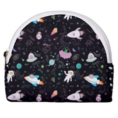 Funny Astronauts, Rockets And Rainbow Space Horseshoe Style Canvas Pouch by SychEva