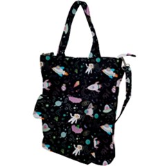 Funny Astronauts, Rockets And Rainbow Space Shoulder Tote Bag by SychEva