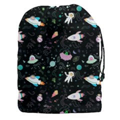 Funny Astronauts, Rockets And Rainbow Space Drawstring Pouch (3xl) by SychEva