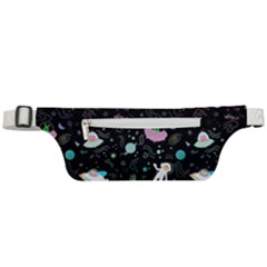 Funny Astronauts, Rockets And Rainbow Space Active Waist Bag by SychEva