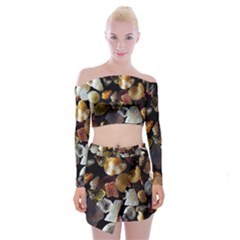 250x Sand Off Shoulder Top With Mini Skirt Set