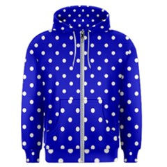 1950 Blue White Dots Men s Zipper Hoodie by SomethingForEveryone