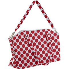 White W Red Dots Canvas Crossbody Bag by SomethingForEveryone