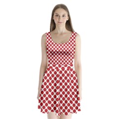 White W Red Dots Split Back Mini Dress 