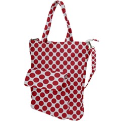 White W Red Dots Shoulder Tote Bag by SomethingForEveryone