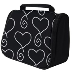 White Outlined Hearts Full Print Travel Pouch (big) by SomethingForEveryone