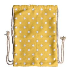 1950 Happy Summer Yellow White Dots Drawstring Bag (large) by SomethingForEveryone