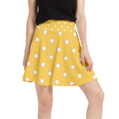 1950 Happy Summer Yellow White Dots Waistband Skirt by SomethingForEveryone