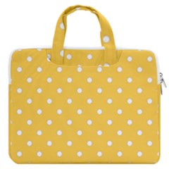 1950 Happy Summer Yellow White Dots Macbook Pro Double Pocket Laptop Bag (large)