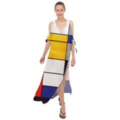 Composition A By Piet Mondrian Maxi Chiffon Cover Up Dress by maximumstreetcouture