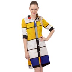 Composition A By Piet Mondrian Long Sleeve Mini Shirt Dress by maximumstreetcouture