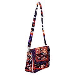 Root Humanity Bar And Qr Code In Flash Orange And Purple Shoulder Bag With Back Zipper by WetdryvacsLair