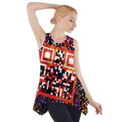 Root Humanity Bar And Qr Code In Flash Orange And Purple Side Drop Tank Tunic by WetdryvacsLair