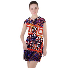 Root Humanity Bar And Qr Code In Flash Orange And Purple Drawstring Hooded Dress by WetdryvacsLair