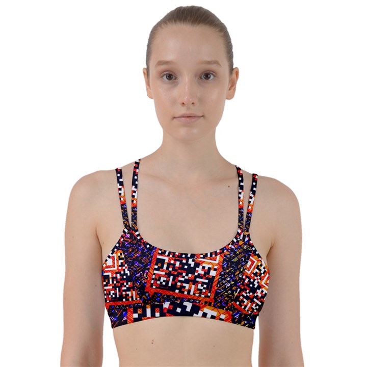 Root Humanity Bar And Qr Code in Flash Orange and Purple Line Them Up Sports Bra